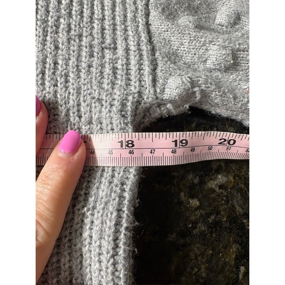 Vince Camuto Sweater Womens M Gray Mock Neck Pullover Textured Sleeves - Picture 7 of 10